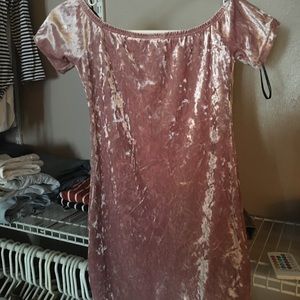 Crushed pink velvet dress